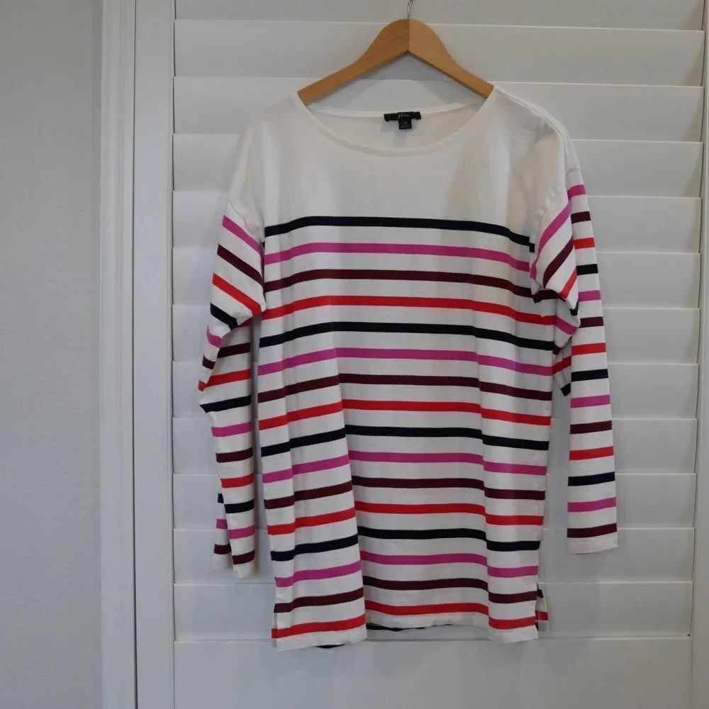 J.Crew Women's Striped Boatneck Cotton Tunic Top Size MEDIUM